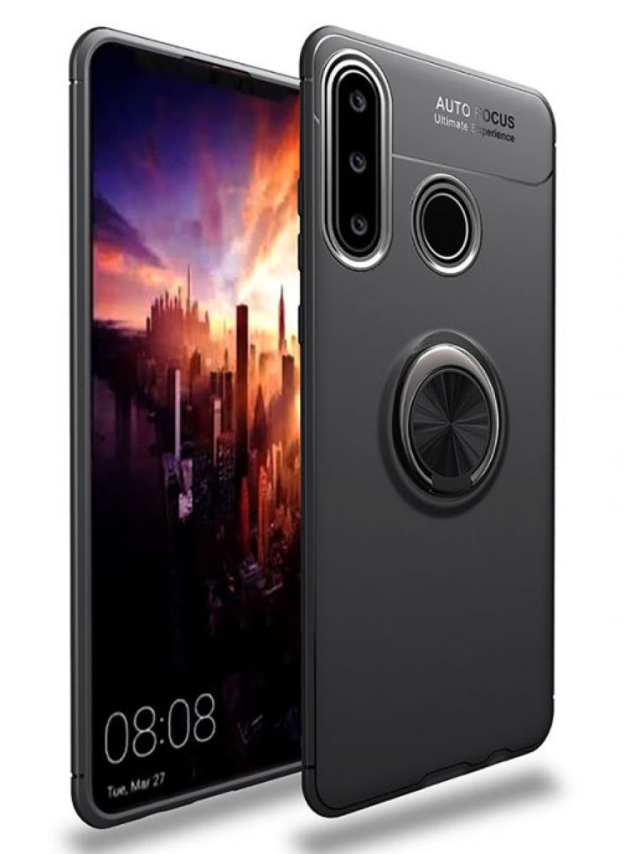 

Brodef Revolve Силиконовый чехол с кольцом для Huawei P40 lite E/Honor 9c черный