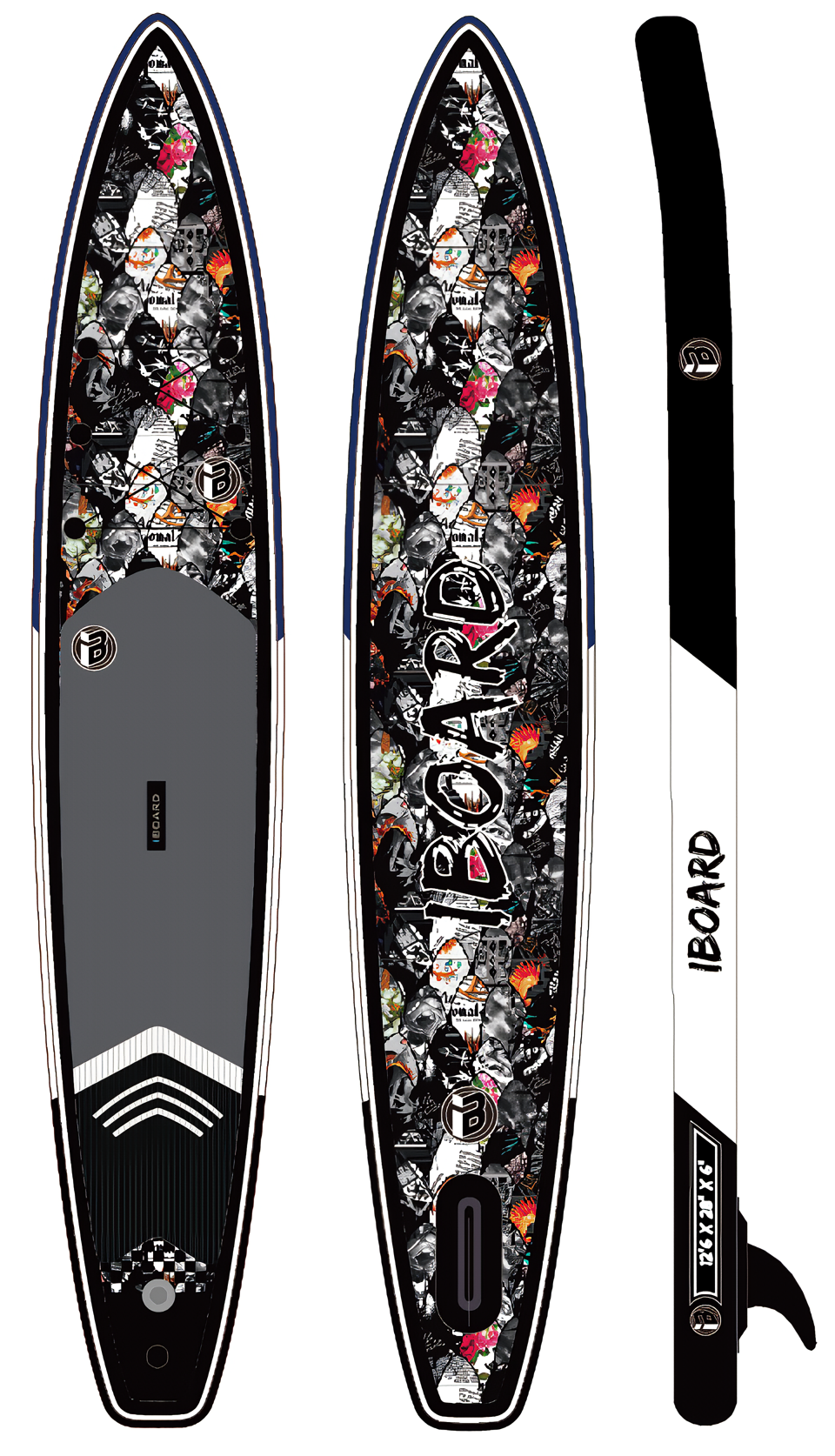 

Сапборд iBoard sup 12'6x33" Black № 2, Разноцветный, Black № 2