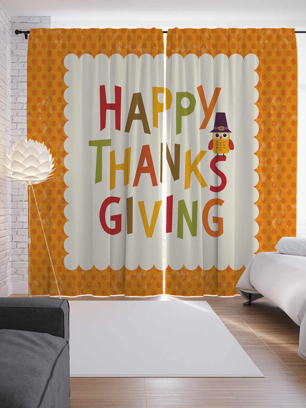

Шторы JoyArty с фотопечатью "Счастливый День Благодарения" из сатена, 290х265 см, Счастливый День Благодарения