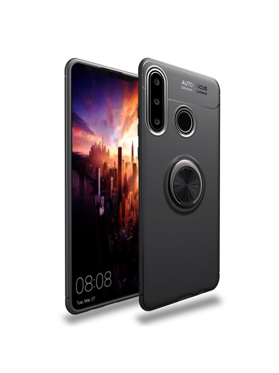 

Brodef Revolve Силиконовый чехол с кольцом для Huawei Y6p Черный