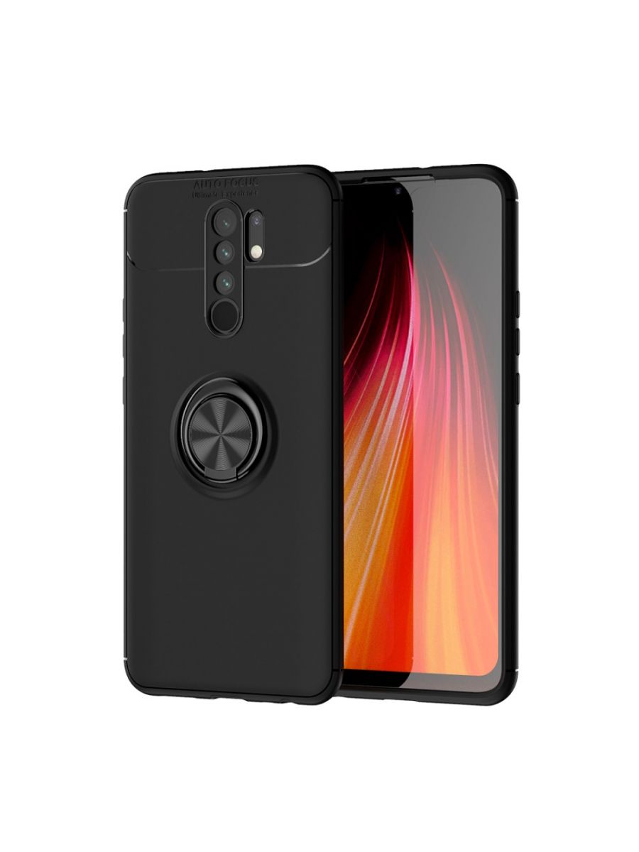 

Brodef Revolve Силиконовый чехол с кольцом для Xiaomi Redmi 9 Черный