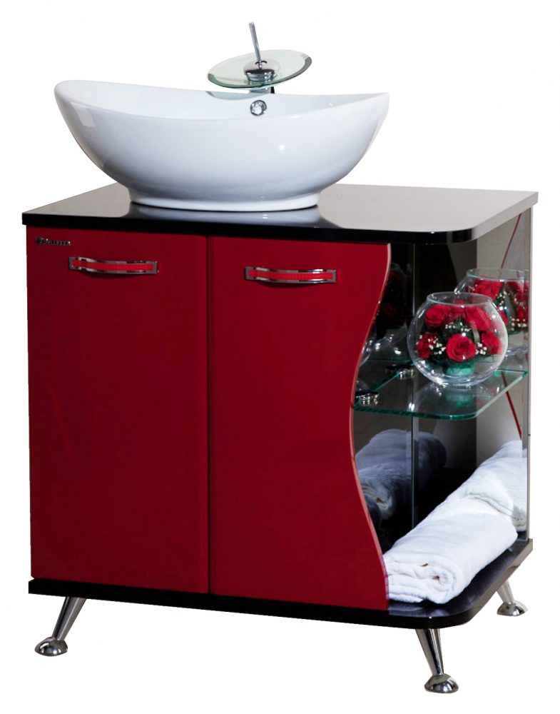 

Тумба с раковиной Bellezza Рио 70 L красная с чёрным
