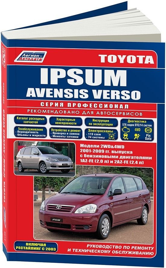 

Toyota Ipsum/Avensis Verso 2001-09 с бенз. 1AZ-FE (2,0) 2AZ-FE (2,4) серия ПРОФЕС...