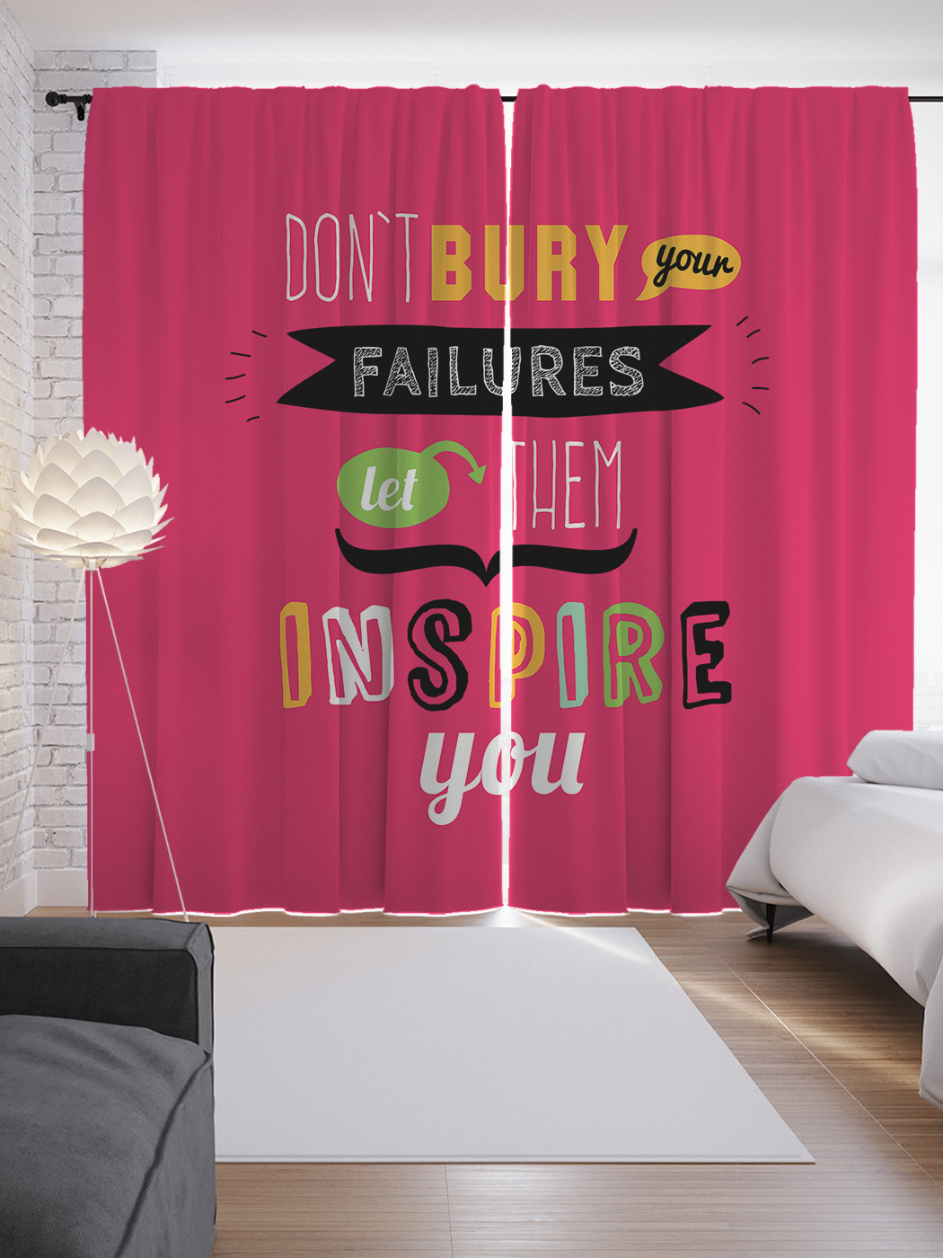 

Шторы JoyArty с фотопечатью "Не хорони неудачи пусть они тебя вдохновляют" 290х265 см, Не хорони неудачи пусть они тебя вдохновляют