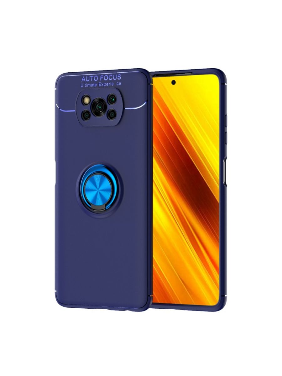 

Brodef Revolve Силиконовый чехол с кольцом для Poco X3 Nfc Синий