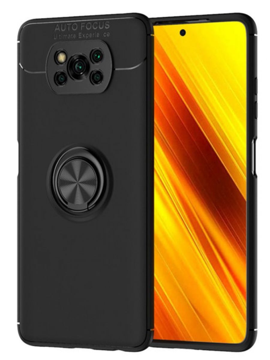 

Brodef Revolve Силиконовый чехол с кольцом для Poco X3 Nfc черный
