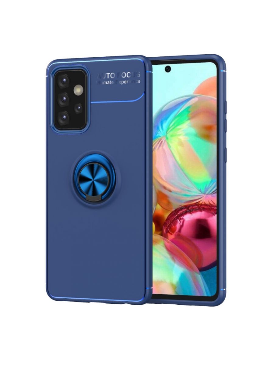 

Brodef Revolve Силиконовый чехол с кольцом для Samsung Galaxy A72 Синий