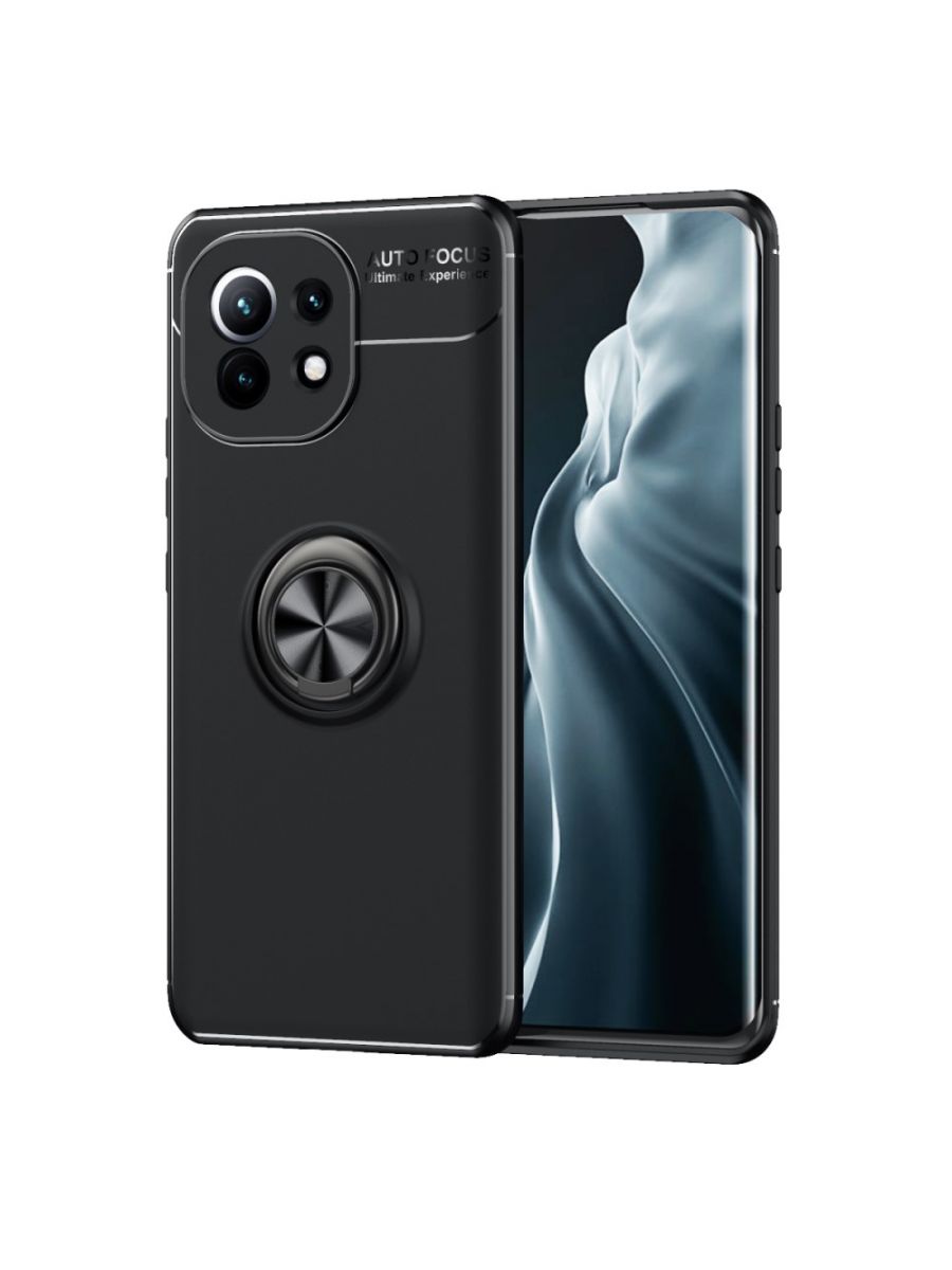 

Brodef Revolve Силиконовый чехол с кольцом для Xiaomi Mi 11 Черный