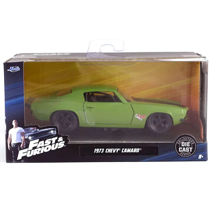 Игрушечная машинка Jada Toys Fast and Furious 1:32 1973 Chevy Camaro-Free Rolling, зеленая all jada 1 24 fast and furious nissan skyline gtr r34 mitsubishi diecast metal alloy model car toys for kids toy gift collection