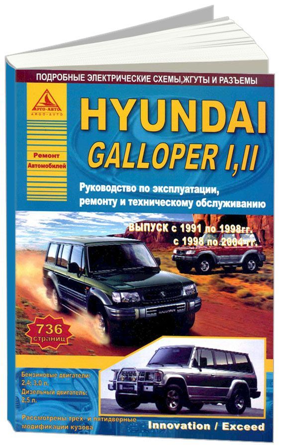 

Hyundai Galloper I, II 1991 98-04 с бензиновыми и дизельными двигателями Ремонт