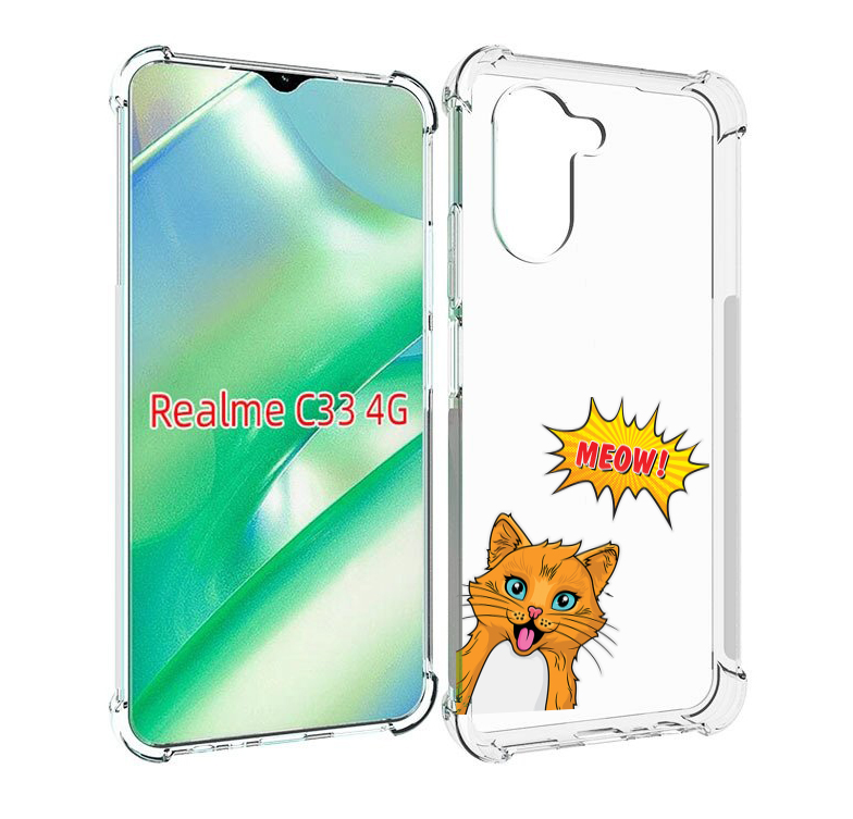 

Чехол MyPads кот-мяу детский для Realme C33 4G, Прозрачный, Tocco