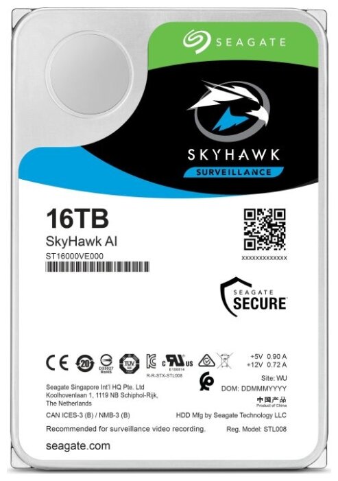 фото Внутренний жесткий диск seagate skyhawk surveillance 3.5" 16tb (st16000ve000)