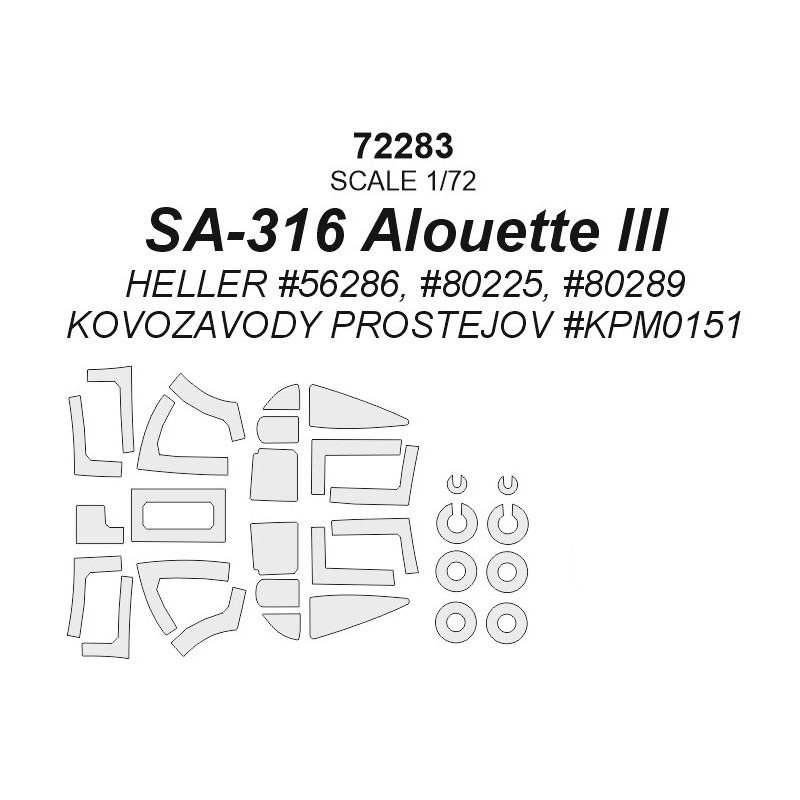72283KV SA-316 Alouette III HELLER 56286, 80225, 80289 / KOVOZAVODY PROSTEJOV KPM0151  мас
