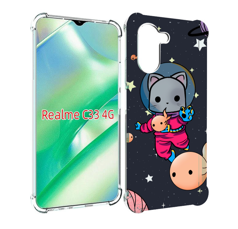 

Чехол MyPads котик-с-рыбкой-в-космосе для Realme C33 4G, Прозрачный, Tocco
