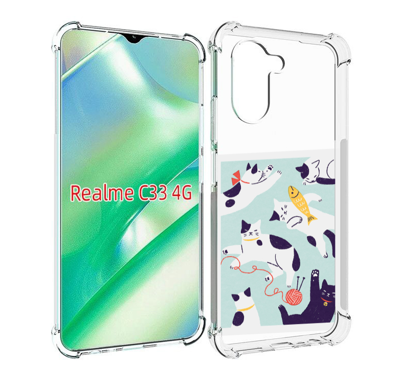 

Чехол MyPads коты-с-клубками для Realme C33 4G, Прозрачный, Tocco