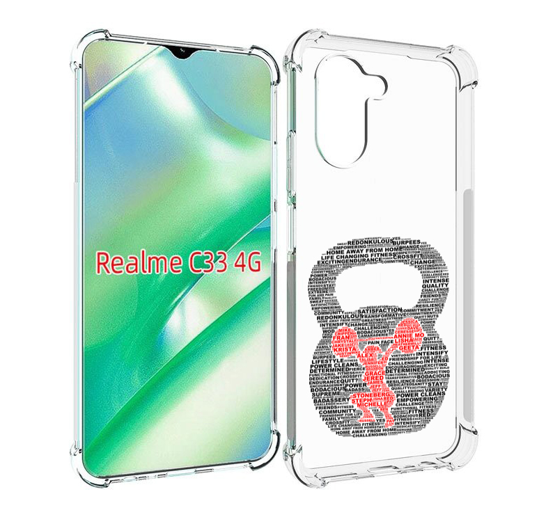 

Чехол MyPads бодибилдинг гиря из слов для Realme C33 4G, Прозрачный, Tocco