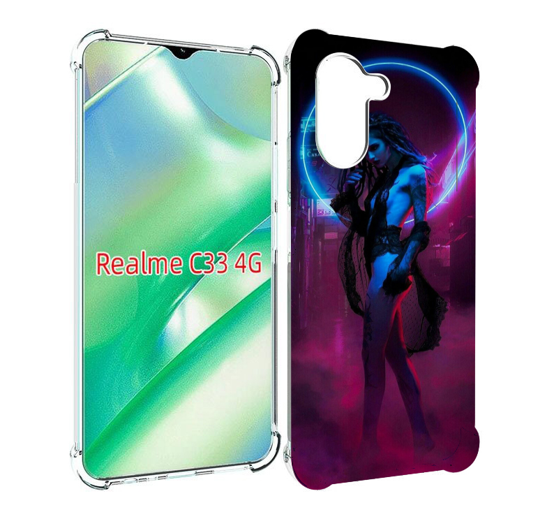

Чехол MyPads красивая девушка в дыму неон женский для Realme C33 4G, Прозрачный, Tocco