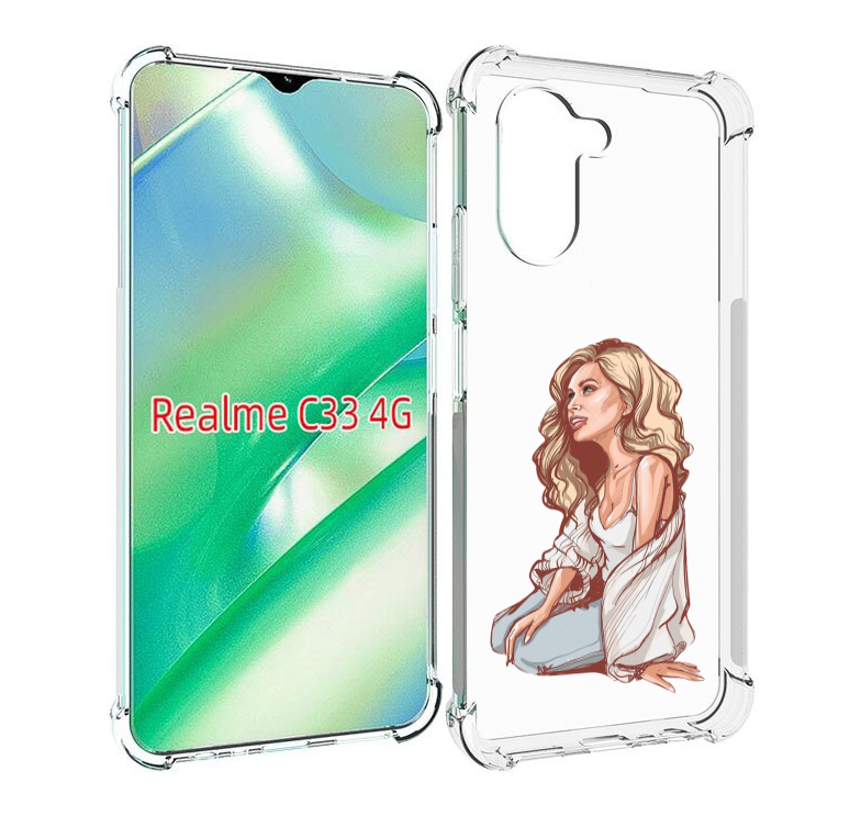 

Чехол MyPads красивая-девушка-в-белом женский для Realme C33 4G, Прозрачный, Tocco