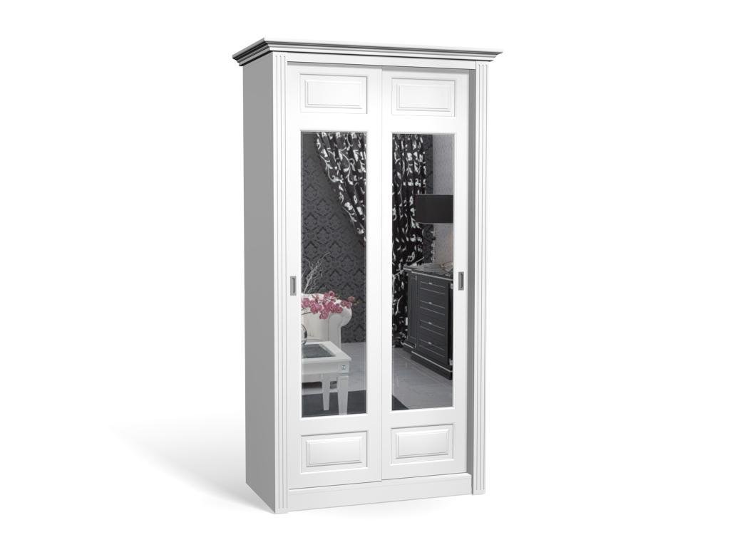 

Шкаф-купе Классика-13 МДФ для одежды с зеркалом двухдверный 180x200x40 Мегамебель, Белый, Классика-13
