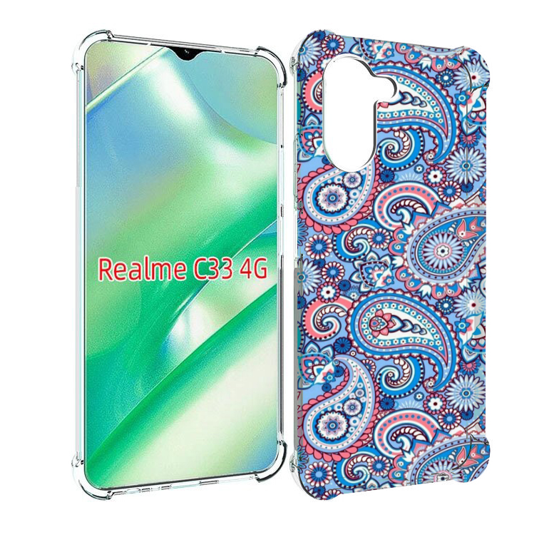 

Чехол MyPads красивый голубой арнамент для Realme C33 4G, Прозрачный, Tocco