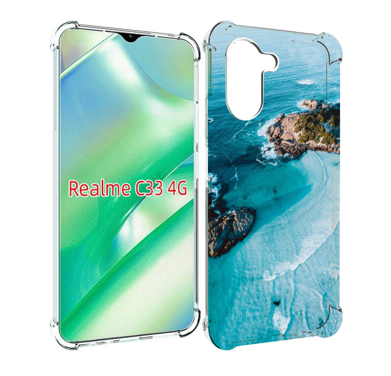 

Чехол MyPads красивый голубой залив для Realme C33 4G, Прозрачный, Tocco