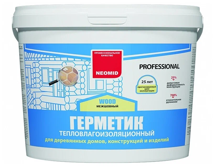 фото Герметик neomid wood professional теплый дом, белый 15 кг,