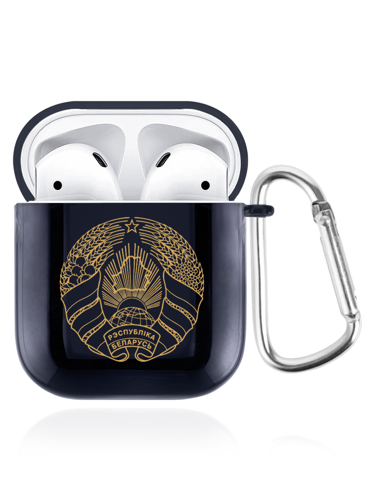 

Чехол SignumCase для Apple AirPods 2 Герб Белоруссии темно-синий, Золотистый;синий, Герб Белоруссии