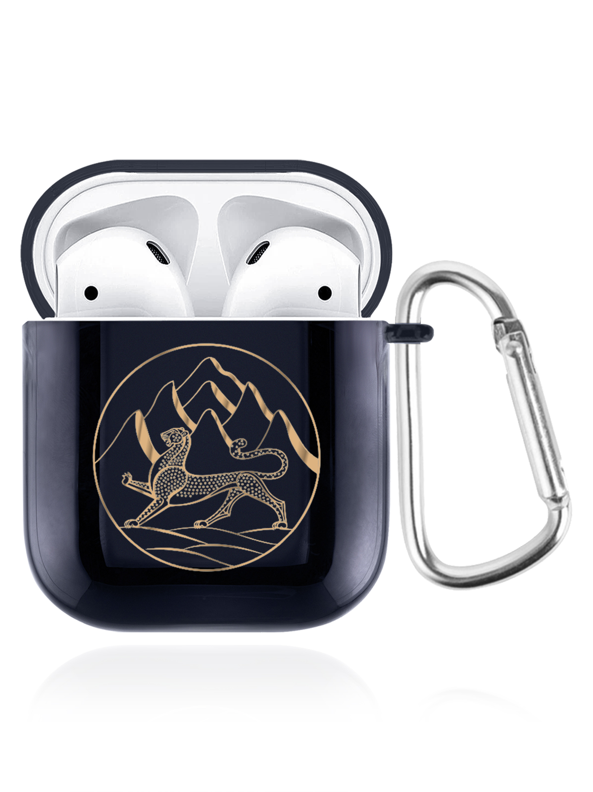 

Чехол SignumCase для Apple AirPods 2 Герб Северной Осетии темно-синий, Золотистый;синий, Герб Северной Осетии