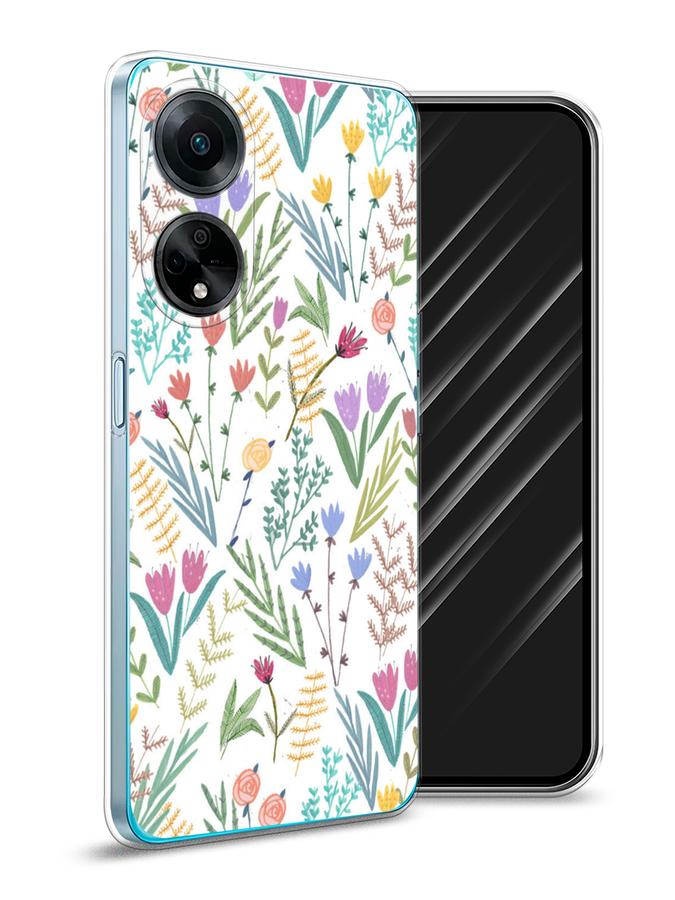 

Чехол Awog на Oppo A98 "Полевые цветы рисунок", Белый;зеленый, 2514450-8