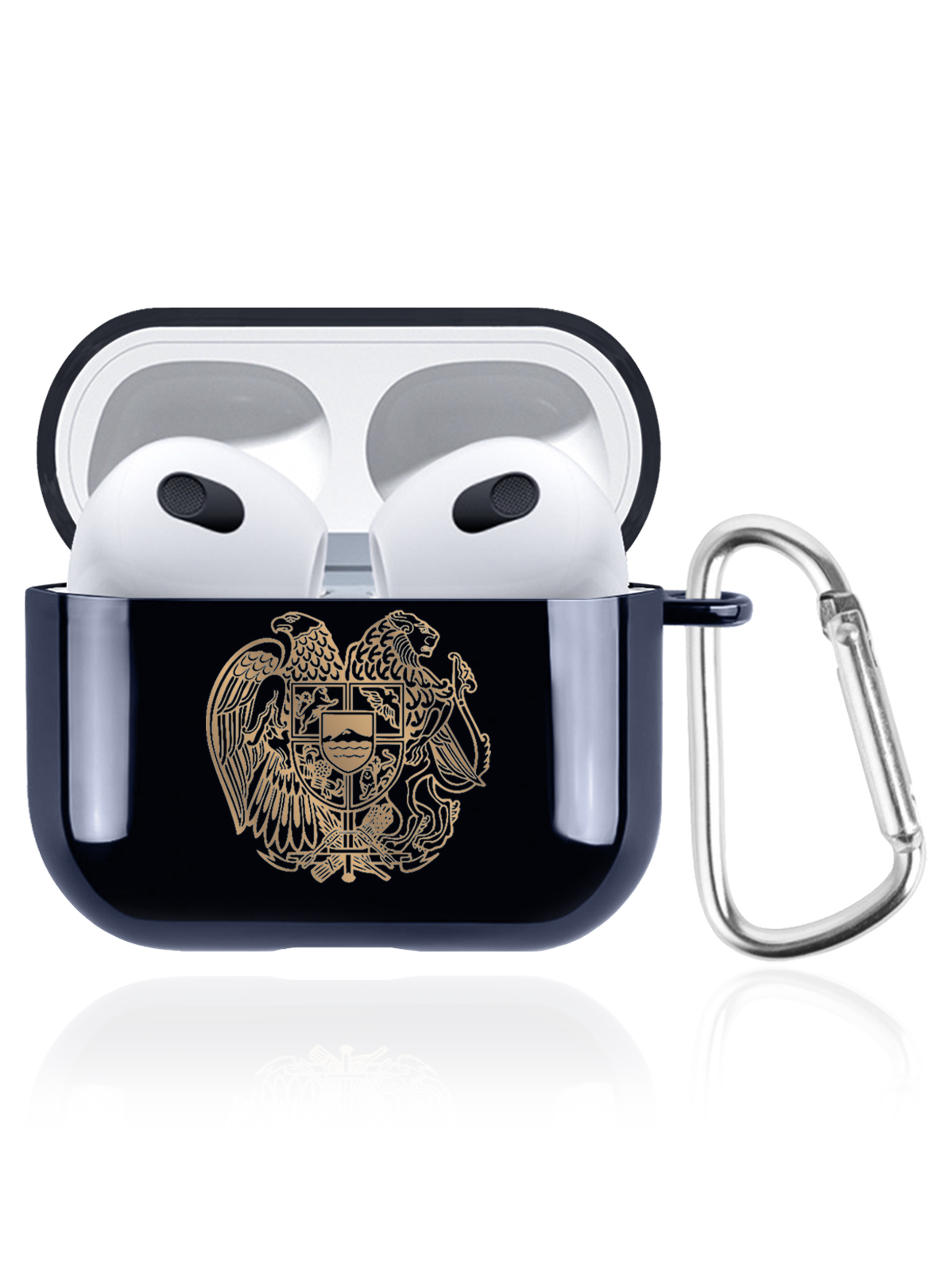 

Чехол SignumCase для Apple AirPods 3 Герб Армении темно-синий, Золотистый;синий, Герб Армении