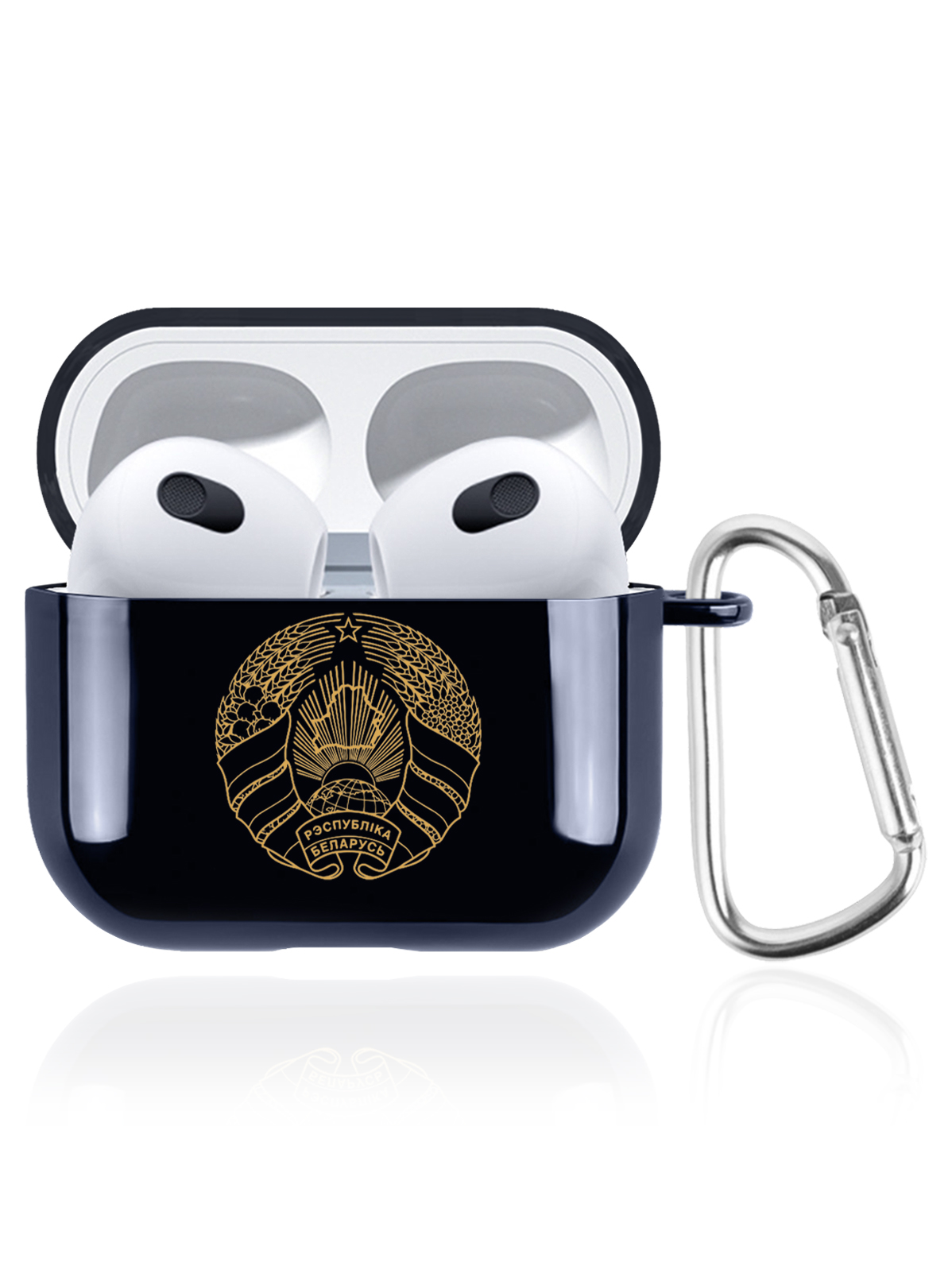 

Чехол SignumCase для Apple AirPods 3 Герб Белоруссии темно-синий, Золотистый;синий, Герб Белоруссии