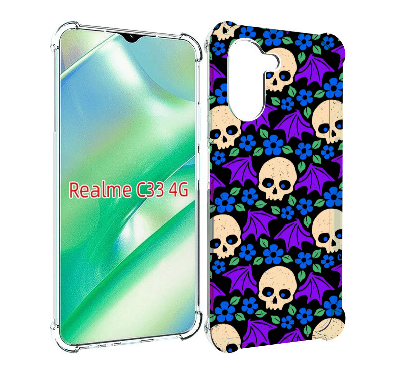 

Чехол MyPads крылатые черепа для Realme C33 4G, Прозрачный, Tocco