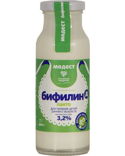 

Кисломолочный продукт Модест Бифилин Д лакто с 8 месяцев 3,2% 200 г