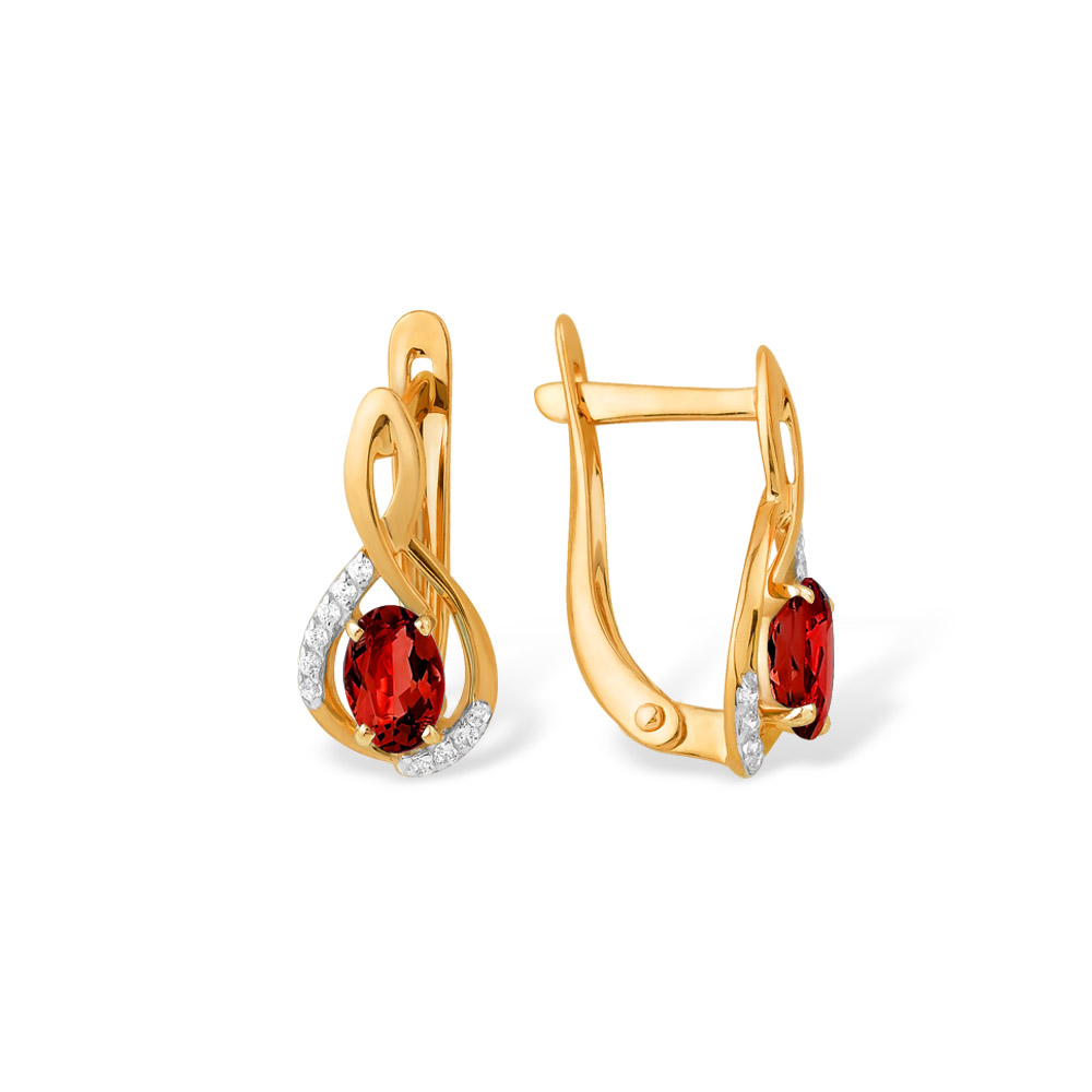 

Серьги из красного золота ЯХОНТ Ювелирный 148002, гранат/фианит, 148002