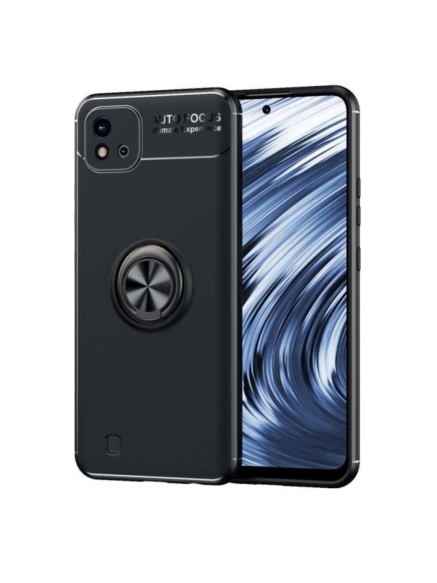 

Brodef Revolve Силиконовый чехол с кольцом для Realme C20 Черный
