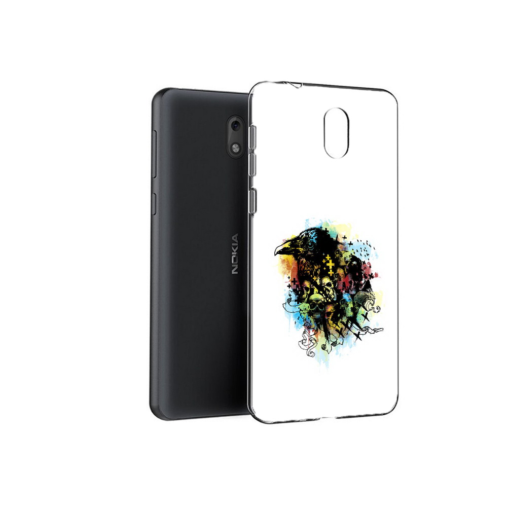 

Чехол MyPads Tocco для Nokia 6 ворон и черепа (PT60992.93.273), Прозрачный, Tocco