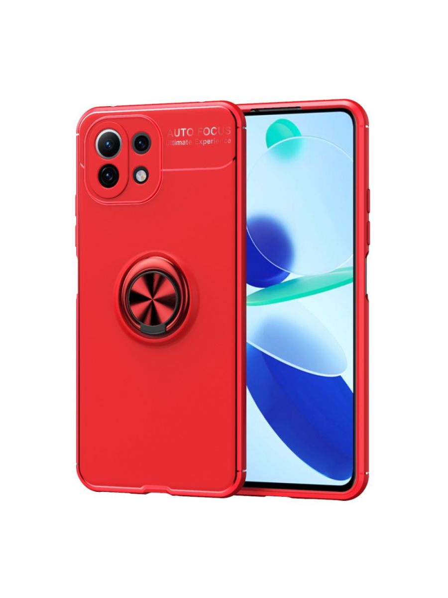 

Brodef Revolve Силиконовый чехол с кольцом для Xiaomi Mi 11 Lite Красный
