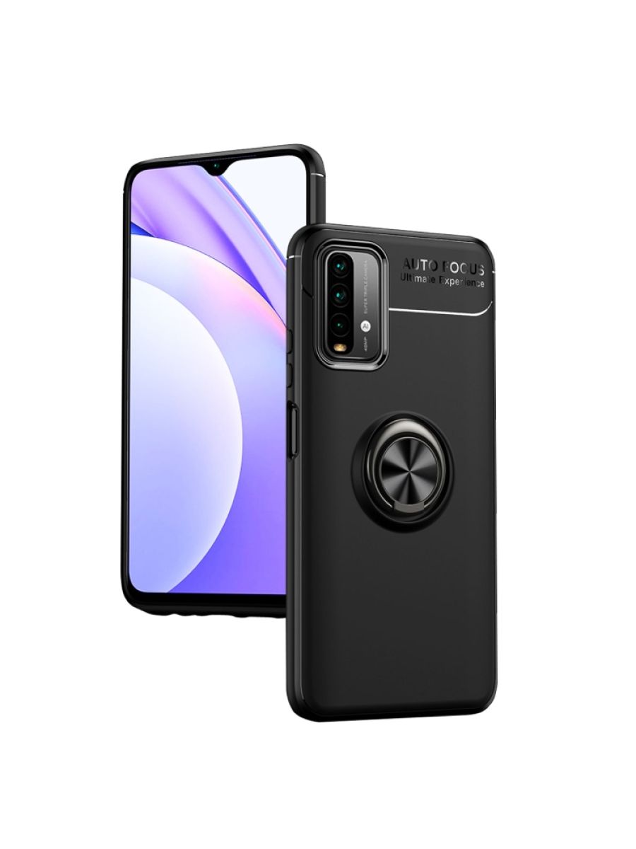 

Brodef Revolve Силиконовый чехол с кольцом для Xiaomi Redmi 9T Черный