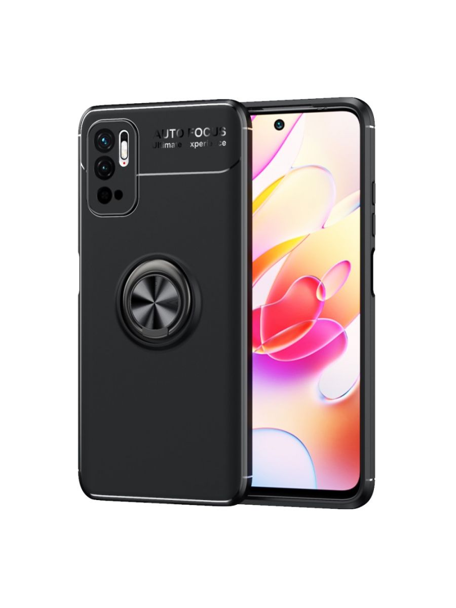 

Brodef Revolve Силиконовый чехол с кольцом для Xiaomi Redmi Note 10T/Poco M3 Pro Черный