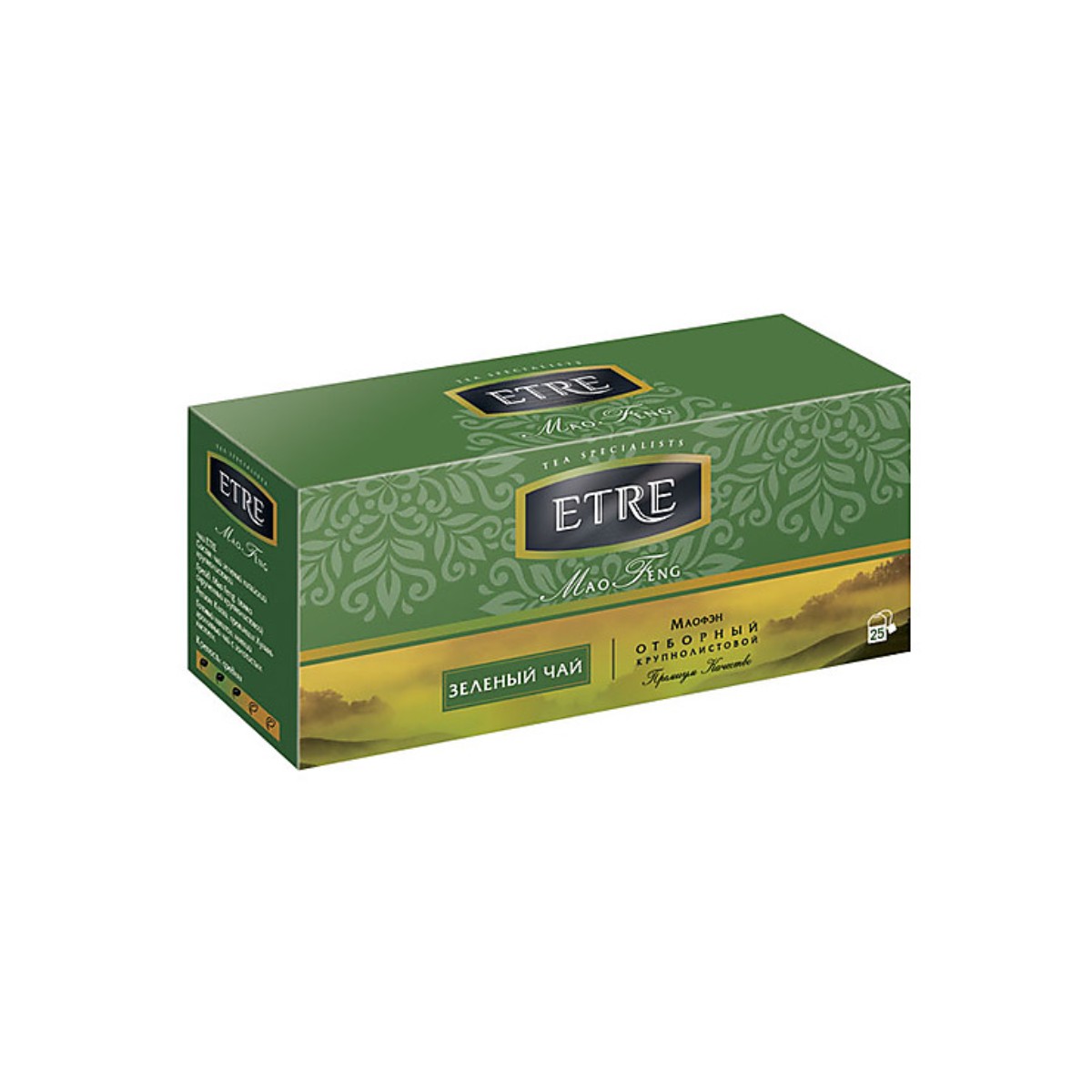 Чай ETRE Mao Feng зеленый 25 пакетиков, 4 шт по 50 г