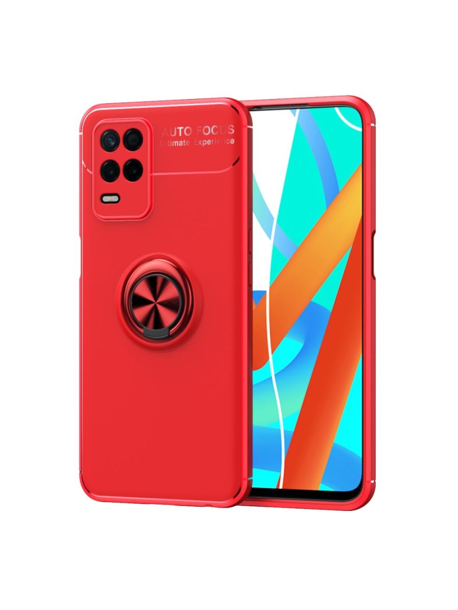 

Brodef Revolve Силиконовый чехол с кольцом для Realme 8 5G/Narzo 30 5G Красный