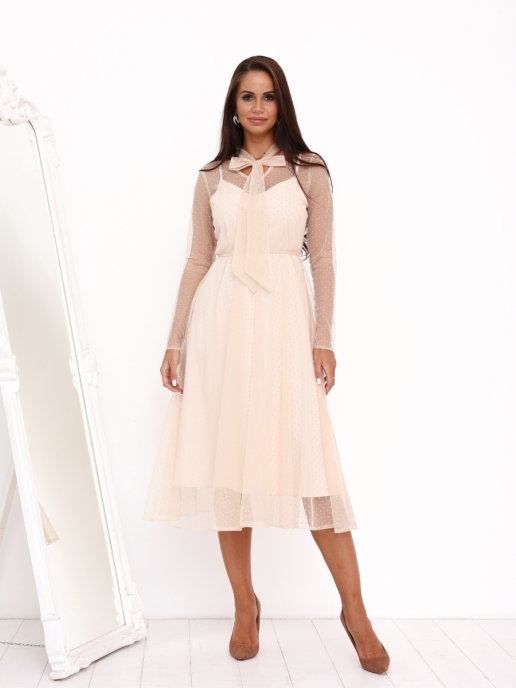 

Платье женское DAZZLE STYLE Шанталь бежевое 48 RU, Шанталь