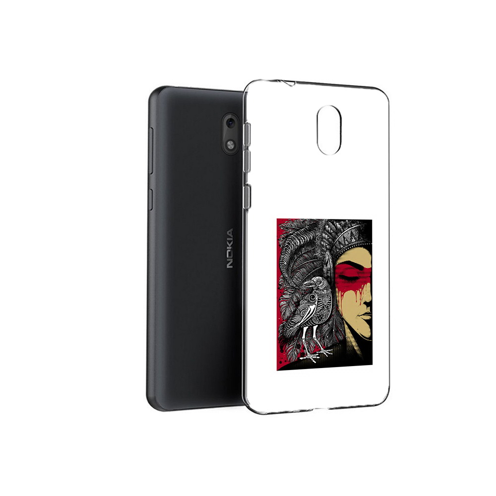 

Чехол MyPads Tocco для Nokia 6 девушка с вороном в абстракции (PT60992.93.311), Прозрачный, Tocco