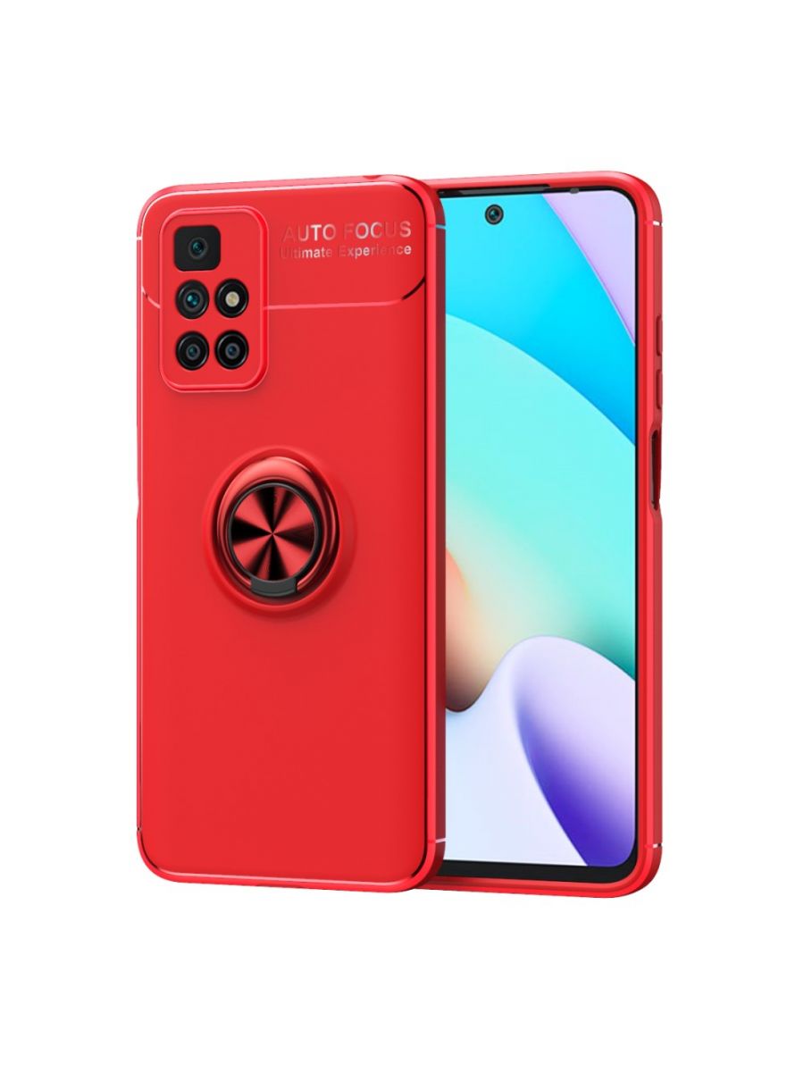 

Brodef Revolve Силиконовый чехол с кольцом для Xiaomi Redmi 10/10 Prime Красный