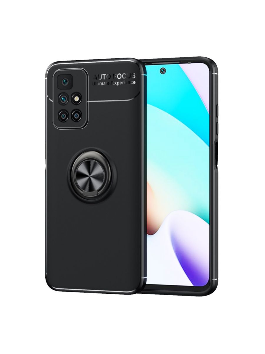 

Brodef Revolve Силиконовый чехол с кольцом для Xiaomi Redmi 10/10 Prime Черный
