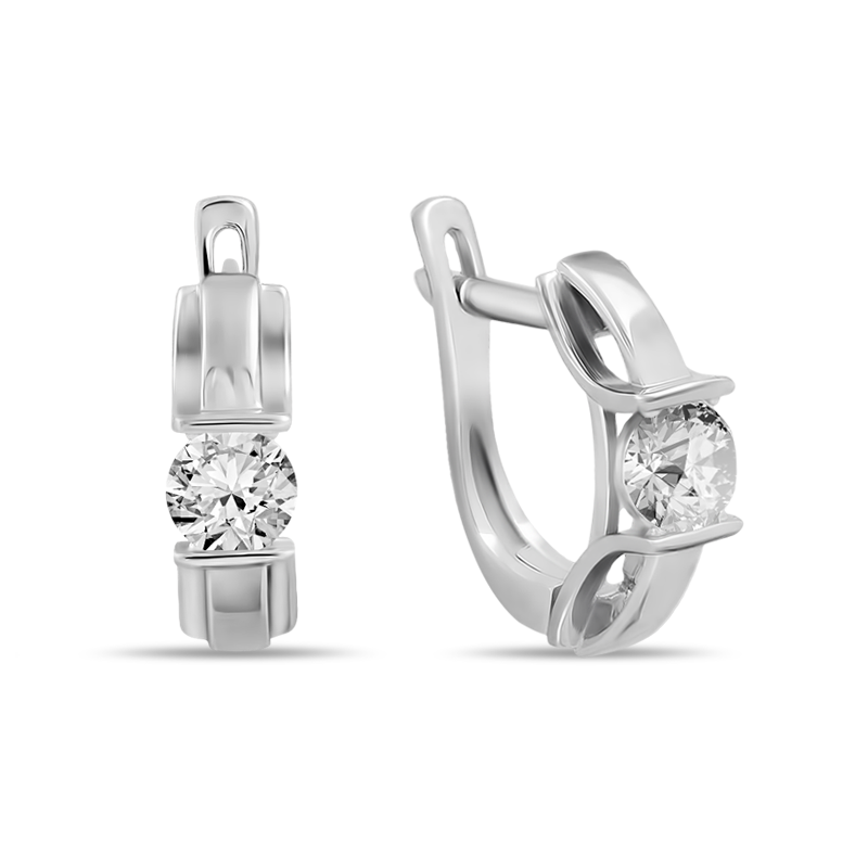 

Серьги из белого золота с фианитом Яхонт Ювелирный 150090, 150090