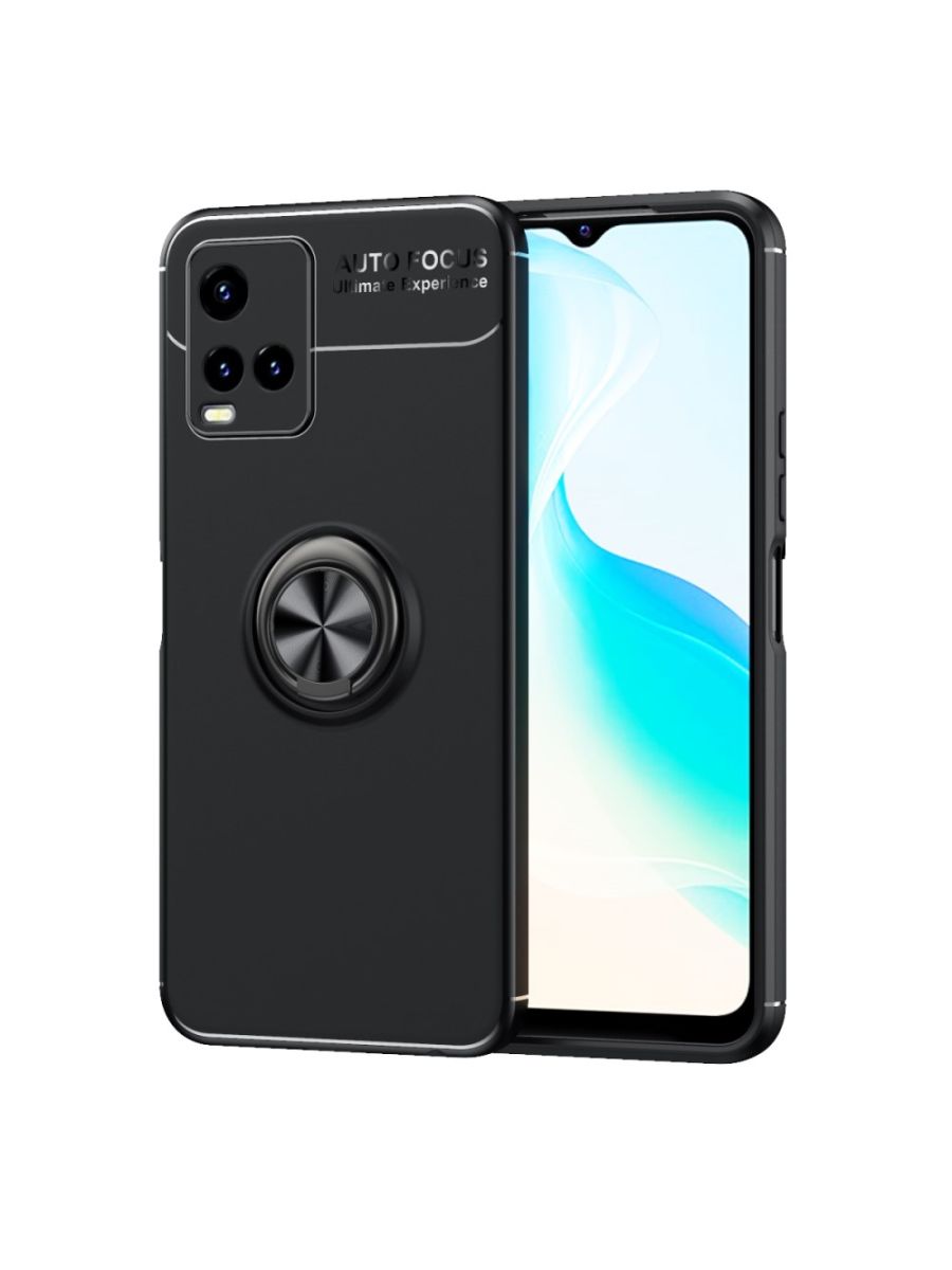 

Brodef Revolve Силиконовый чехол с кольцом для Vivo Y21 Черный