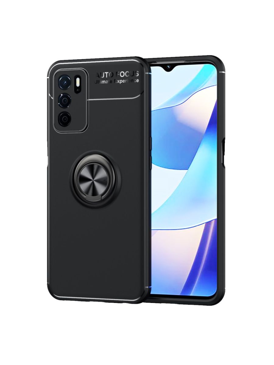 

Brodef Revolve Силиконовый чехол с кольцом для Oppo A16 Черный