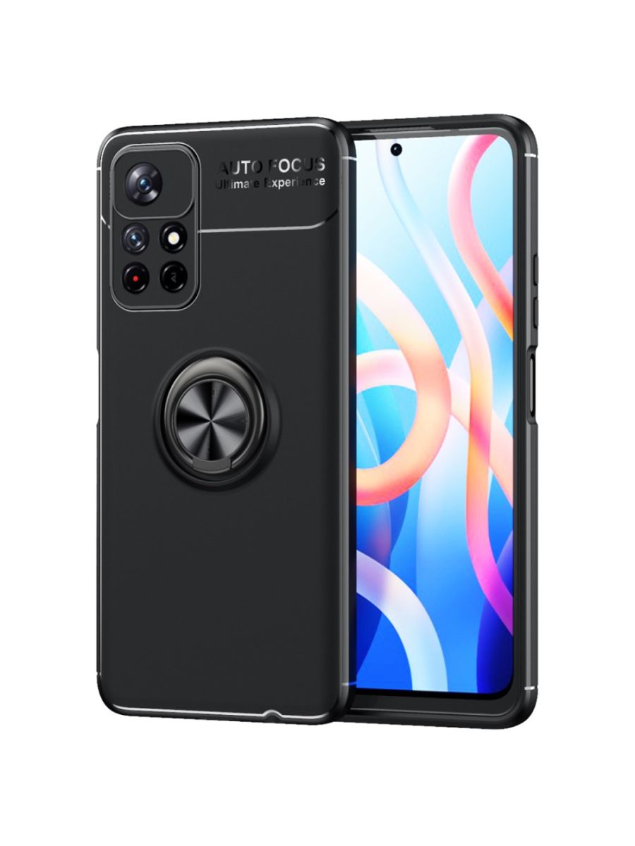

Brodef Revolve Силиконовый чехол с кольцом для Poco M4 Pro 5G Черный