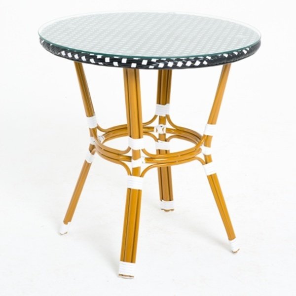 Стол для дачи обеденный Vinotti Cs-01-01 белый, черный, желтый 70х70х73 см